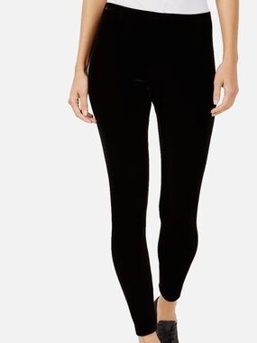 Eileen Fisher Black Velvet Stretch Ankle Leggings